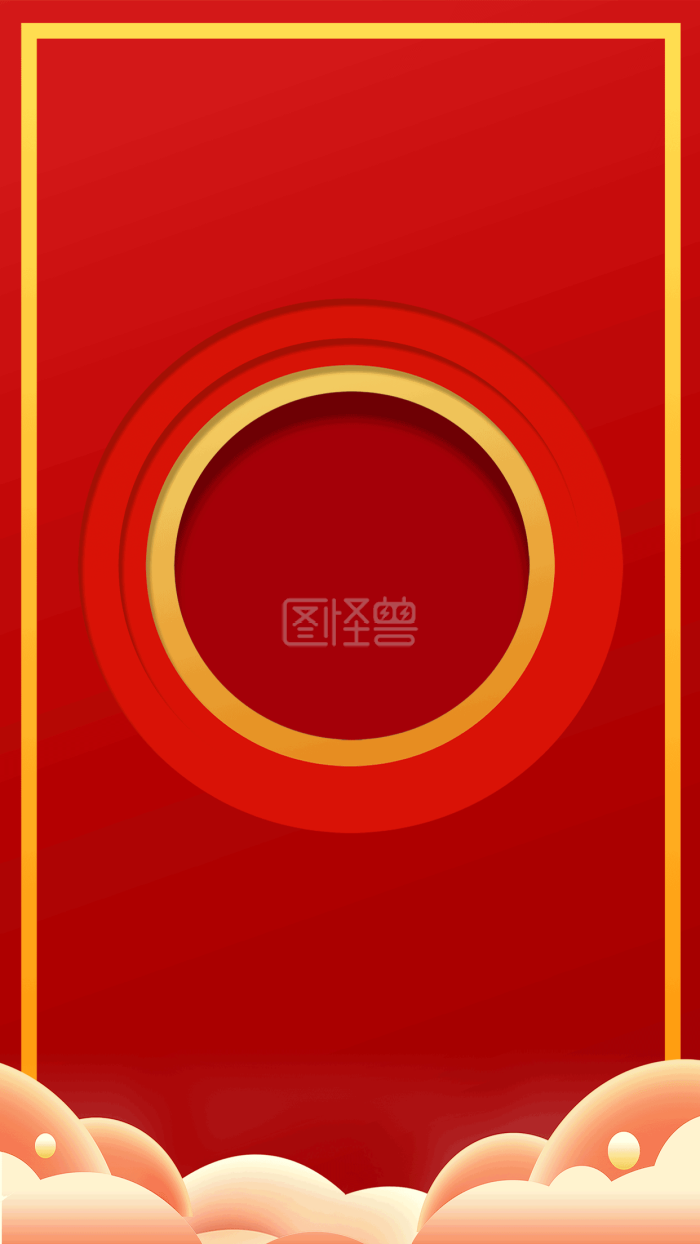 图怪兽原创元素国庆节红色风格主题海报背景-背景素材