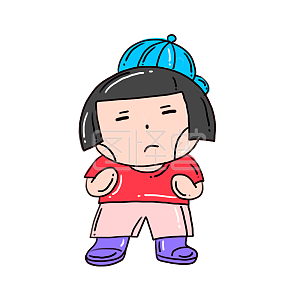 图怪兽原创元素卡通风小胖子表情包小眼睛插画元素