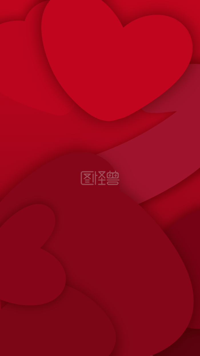 图怪兽原创元素红色爱心卡纸感恩节大气简约背景