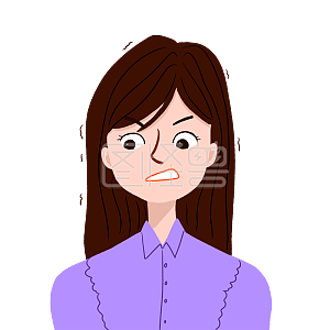 图怪兽原创元素手绘卡通可爱表情包女生紧张插画元素