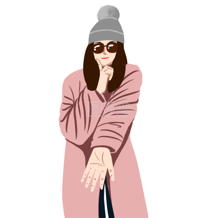 图怪兽原创元素卡通手绘冬天伸手的女生插画元素