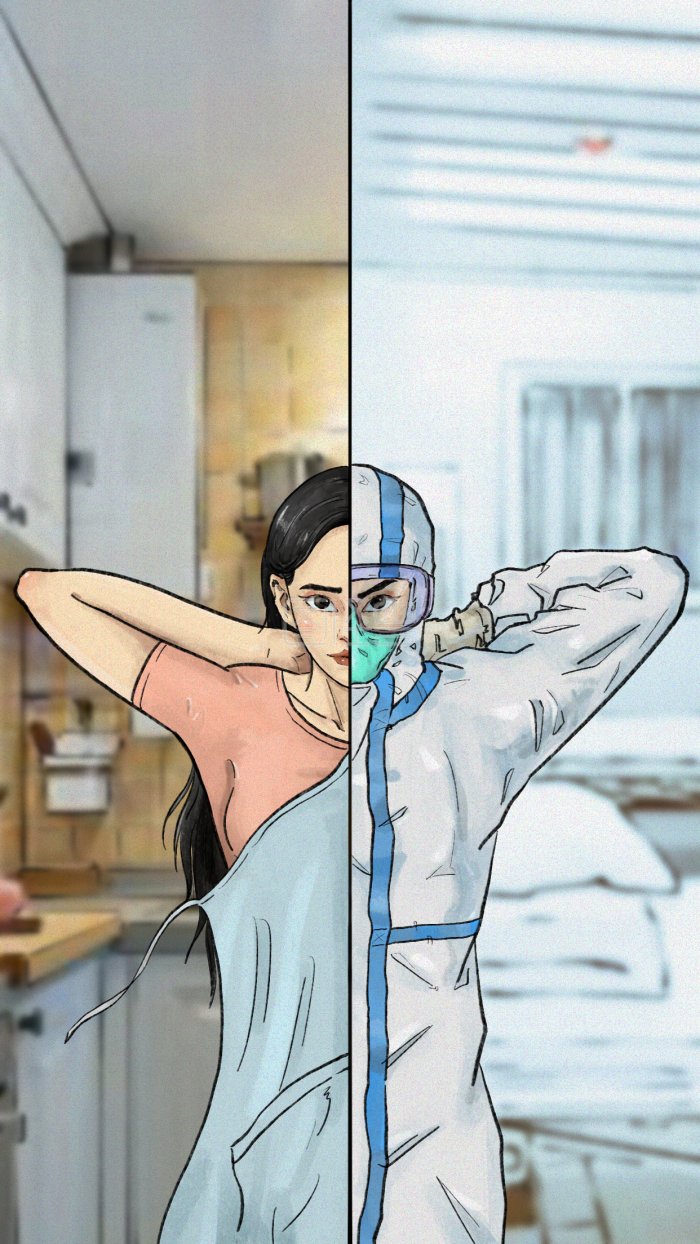 图怪兽原创元素 漫画风 妇女节 疫情 武汉加油 插画