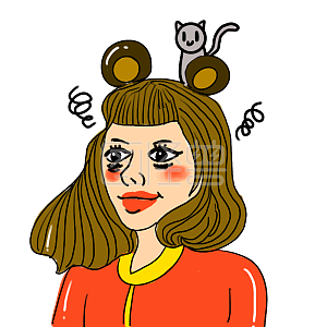 图怪兽原创元素卡通风丑萌女孩表情包夜猫子插画元素