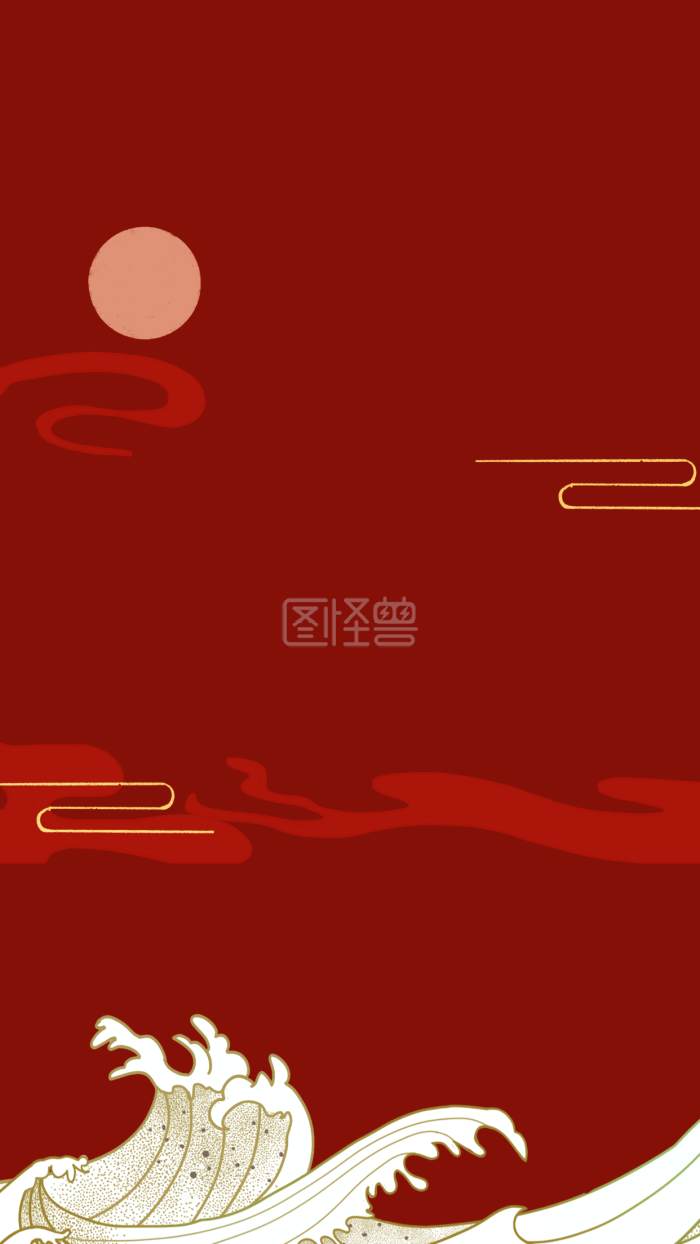 图怪兽原创元素红色中国风风格手机海报