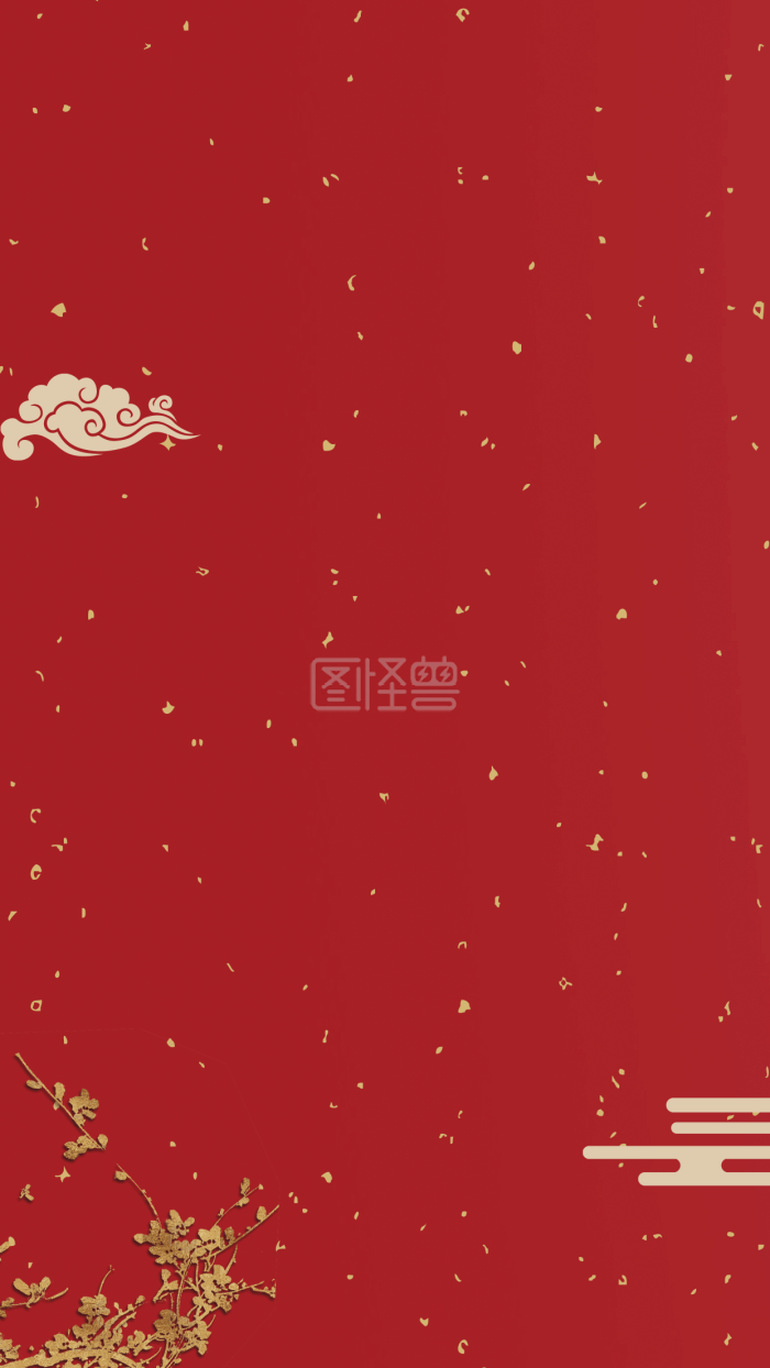 图怪兽原创元素红色中国风风格手机海报-背景素材图片