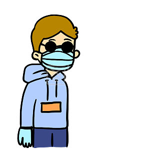 图怪兽原创元素卡通风疫情男孩表情包全身武装插画元素