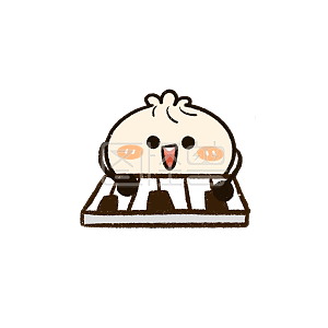 图怪兽原创元素 黄色 卡通 包子 弹琴 表情包