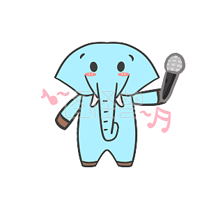 图怪兽原创元素 蓝色 卡通 大象 唱歌 表情包