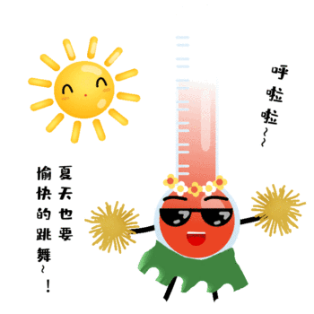 gif动图模板高温温度计和太阳动态表情包