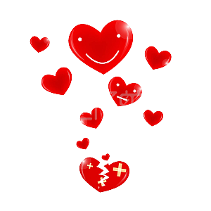 卡通多个心碎的红心psd分层