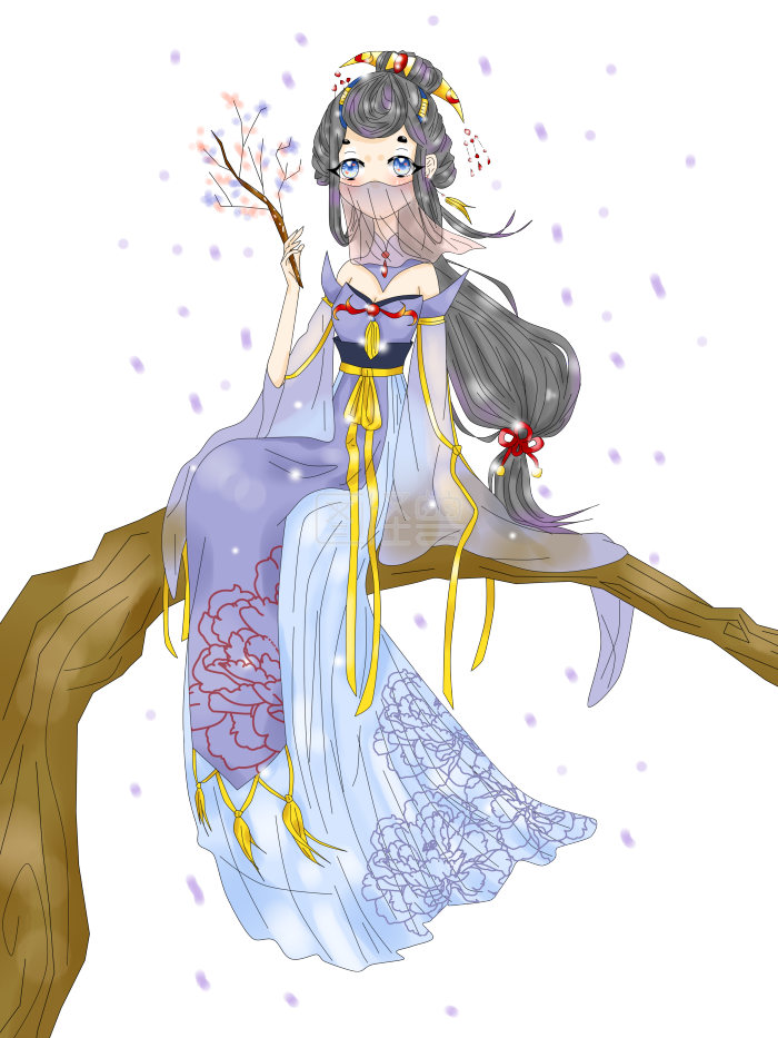 古风原创厚涂手绘插图动漫人物美女唯美美女P摇仙侠慢视频跳舞图片