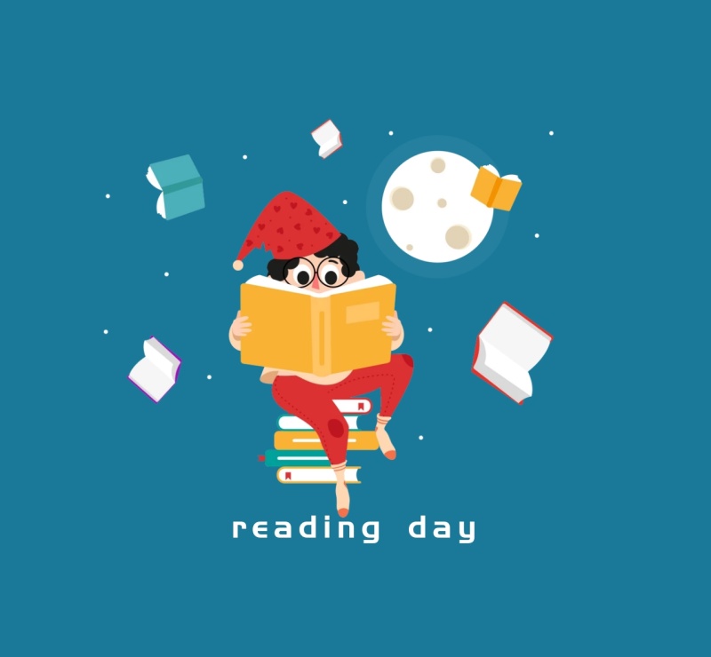 橙色卡通国际儿童阅读日微信朋友圈封面