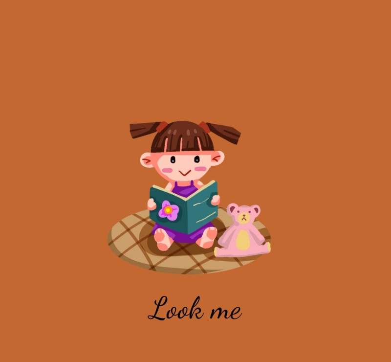 看我的眼睛嘴巴英文橘色背景图