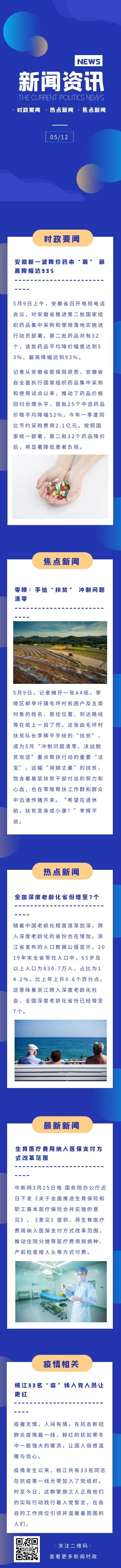 蓝色扁平新闻资讯早报时政长页H5模板 蓝色扁平新闻资讯早报时政长页H5模板