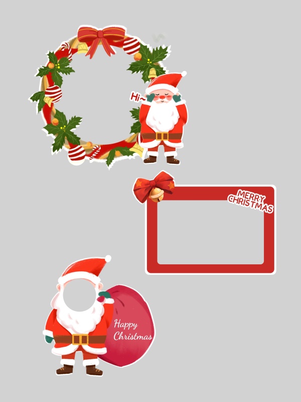 卡通风圣诞节手持拍照KT板