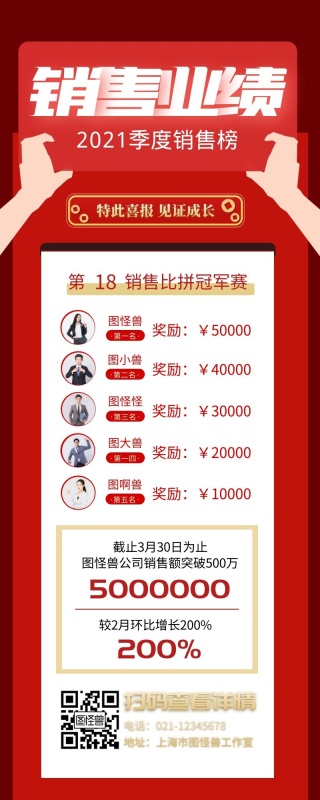 销售力量排行榜表格长图海报