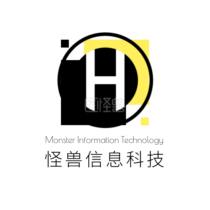 黑色黄色字母h信息科技公司头像logo