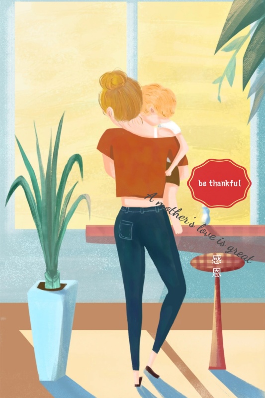 母亲节母爱伟大英文短句手绘创意公众号配图
