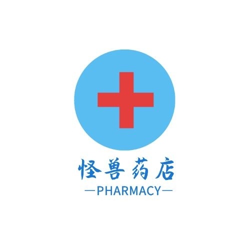 药店简约蓝色平面印刷LOGO设计