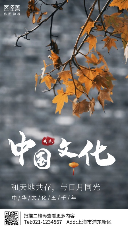 中华文化传统摄影图手机海报