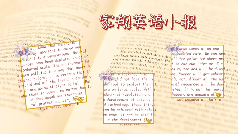 简约宣传家规英语小报手抄报