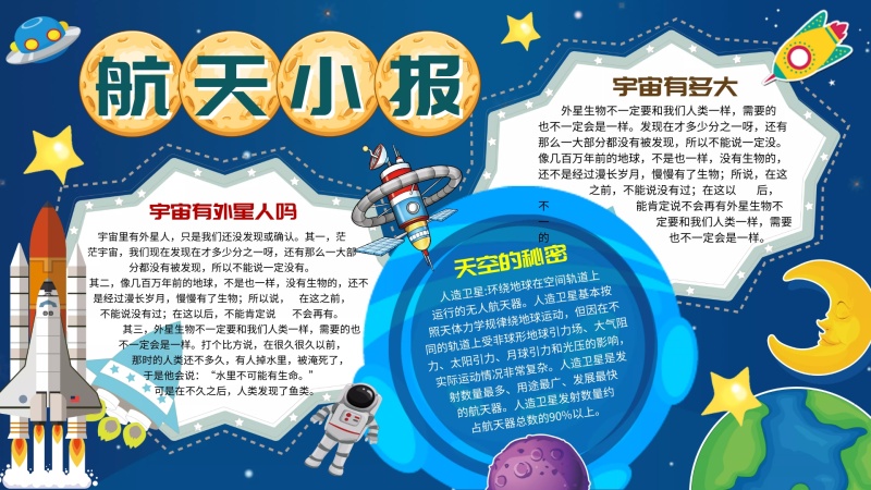 世界航天日宇宙宣传手抄报