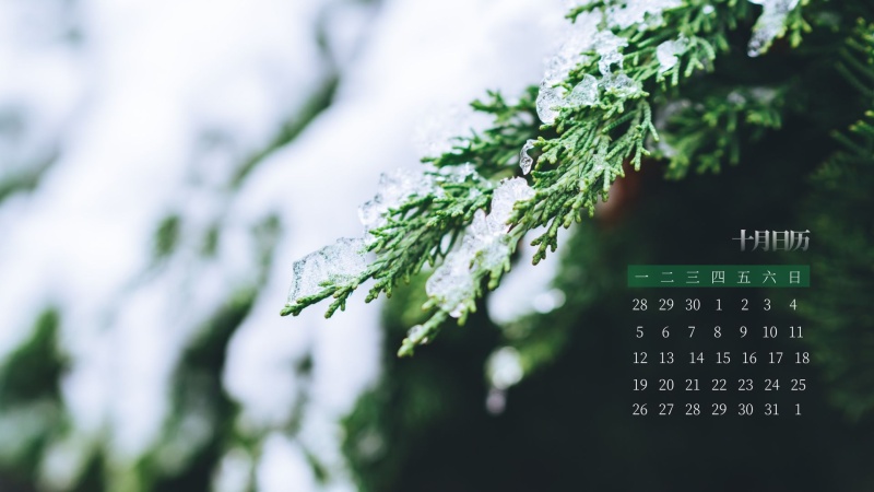 简约摄影风十月日历电脑桌面