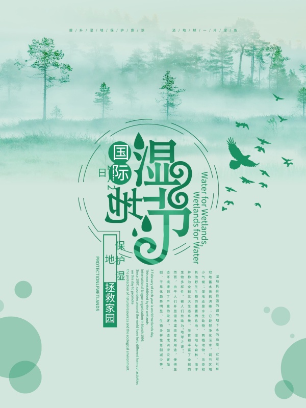 简约国际湿地节节日宣传海报PSD源文件
