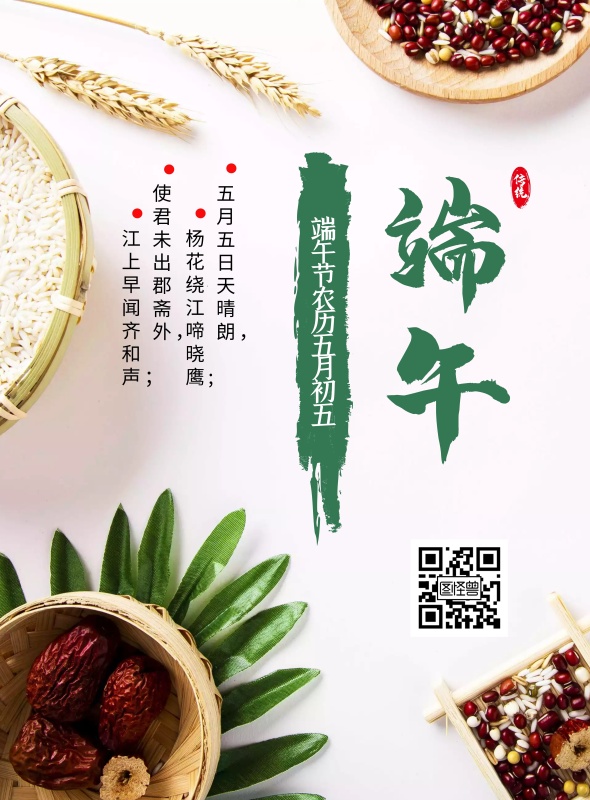 简约大气创意白色端午节诗句宣传海报