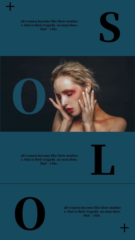 蓝色背景女模特拼接图