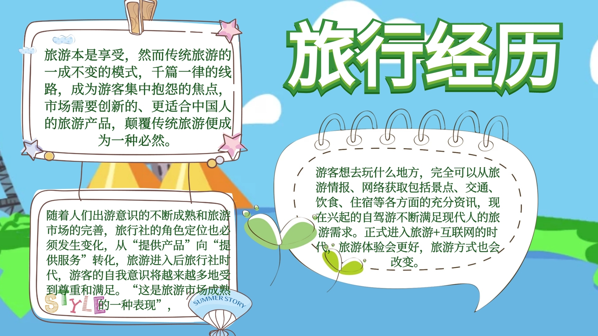 简约手抄报版旅行经历