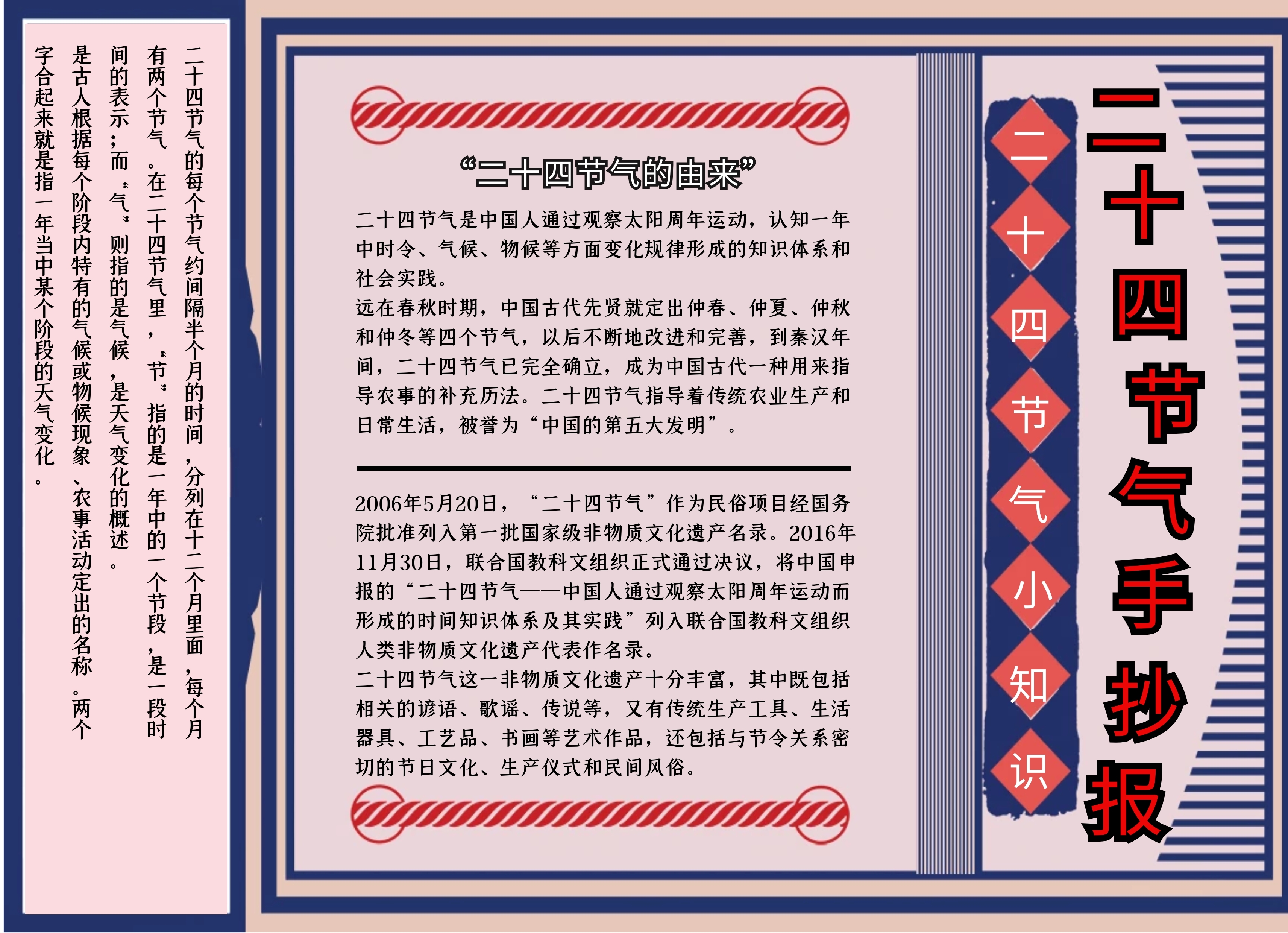 24节气手抄报内容粉色大气