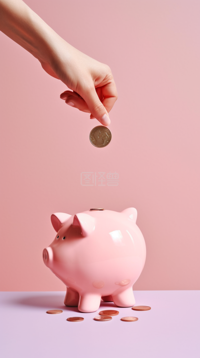 创意往存钱罐里扔硬币金融背景背景素材图片-图怪兽