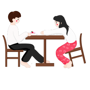 图怪兽原创素材扁平化手绘情侣日常用餐插画