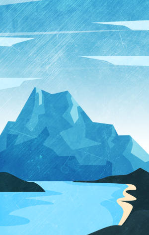 扁平冰山户外河边插画背景