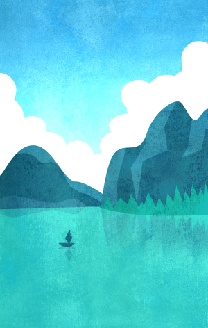 游湖户外风景插画