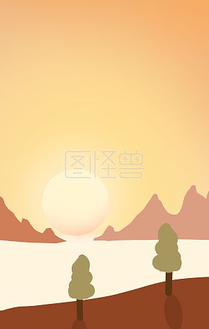 清新湖边晨光风景