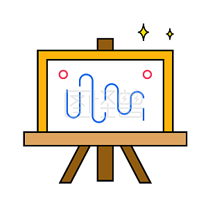 黄色扁平化画板美术培训logo