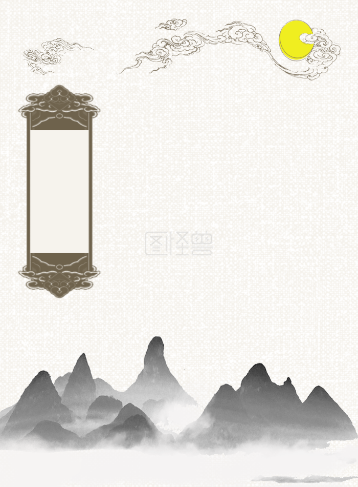 图怪兽原创元素古风山水明月背景图-背景素材图片-图怪兽
