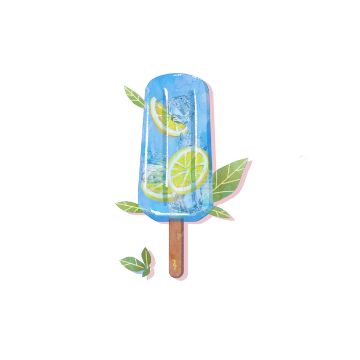 夏天冰棒学糕柠檬片素材