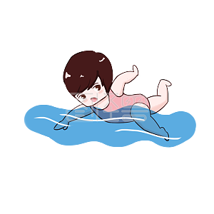 手绘卡通夏季游泳