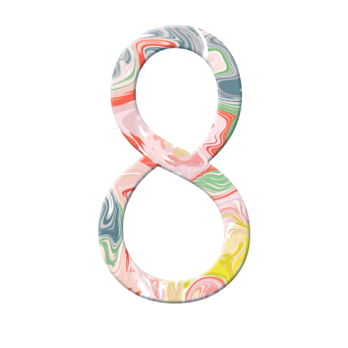 图怪兽原创元素3d油画风数字8拼色字体设计