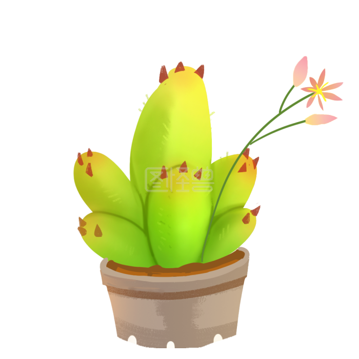 卡通多肉植物手绘素材背景素材图片 图怪兽