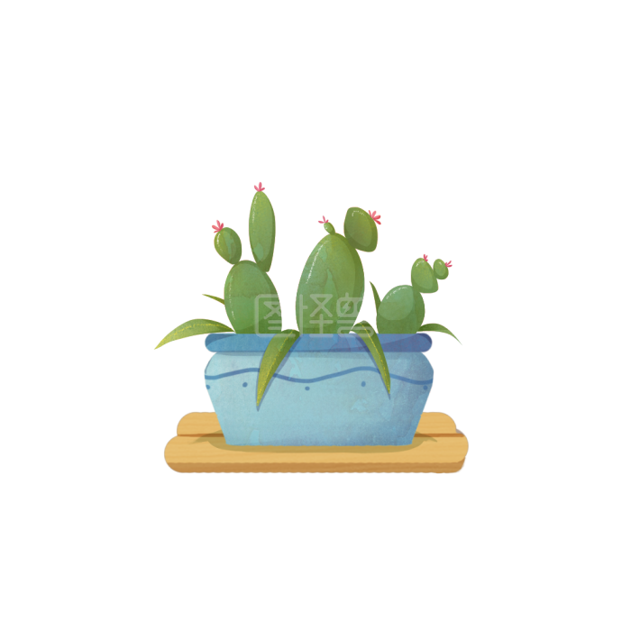 盆栽手绘植物仙人掌卡通素材背景素材图片 图怪兽