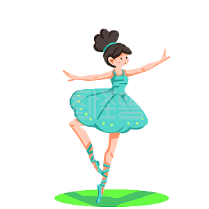少女跳舞舞蹈手绘卡通插画