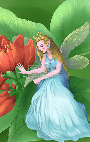 图怪兽原创背景素材梦幻花精灵和花