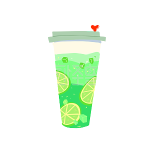 夏日柠檬茶手绘卡通素材