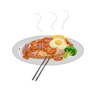 卡通食物盖浇饭手绘插画元素