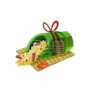 卡通食物竹筒饭插画元素