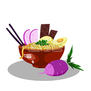 卡通食物汤面插画元素